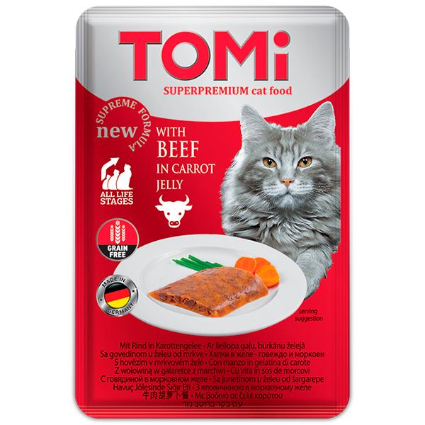 Корм вологий для котів TOMi Beef in carrot jelly яловичина у морквяному желе 100 г (490860)