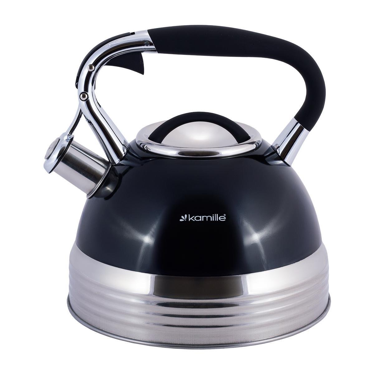 Чайник Kamille со свистком из нержавеющей стали 2,7 л Черный (14880116)