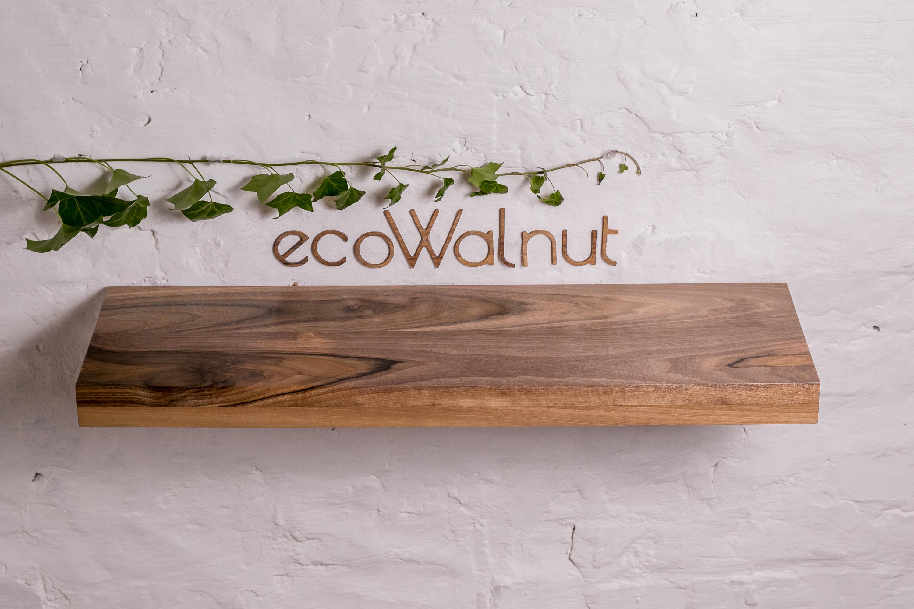 Полиця настінна дерев'яна EcoWalnut прихованого монтажу з прямокутним краєм L (Горіх EF-7.3) - фото 4