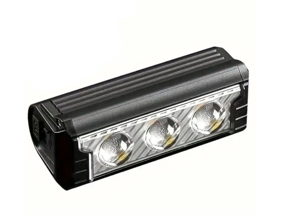 Фонарь для велосипеда FY-339B-3LED фара 3 режима встроенный аккумулятор ЗП Type-C White/Yellow (38722)