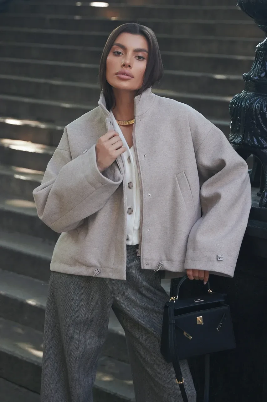 Пальто женское укороченное XXL-3XL Бежевый (2701161709) - фото 8 Пальто женское укороченное XXL-3XL Бежевый (2701161709) - фото 8