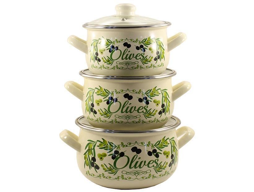 Набір каструль емальованих Грецькі оливки 6 предметів (27639142)