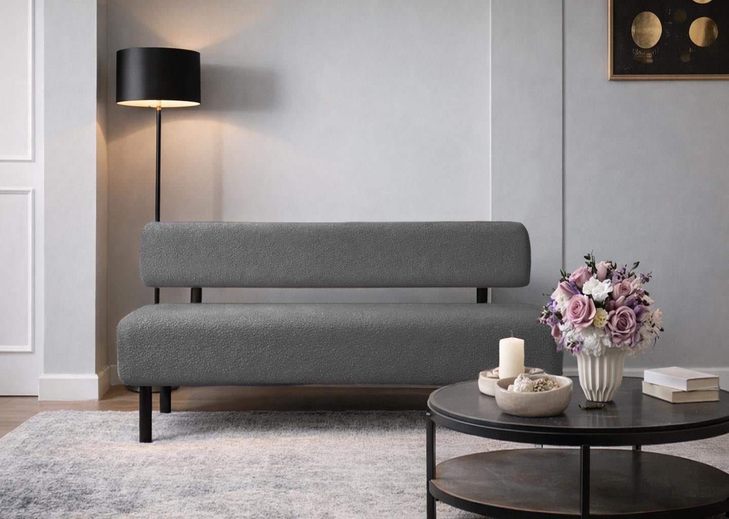 Диван Tobi Sho Люмо 1500х540х750 мм букле Alpaca Серый/93