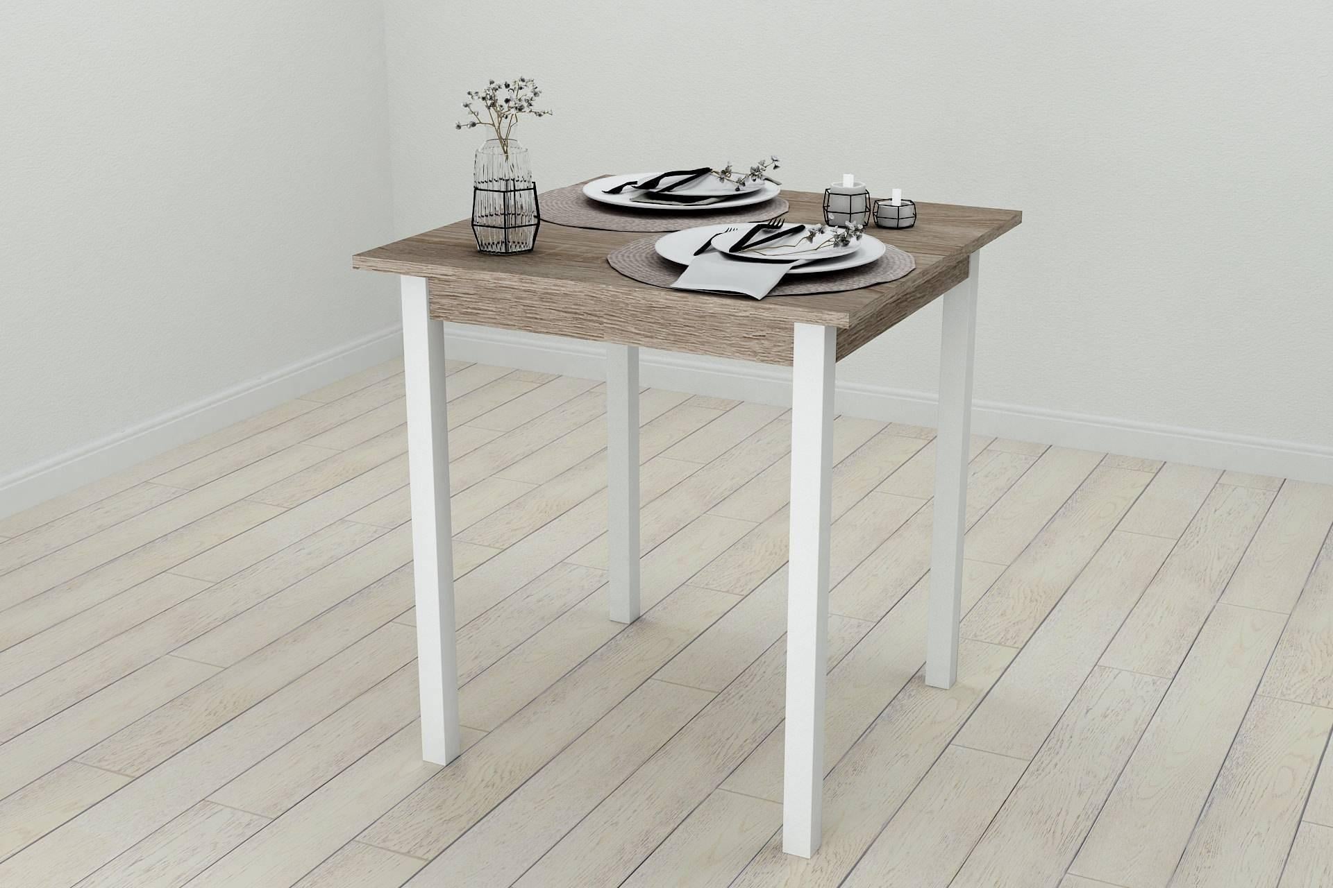 Обеденный стол Ferrum-decor Диего ДСП 16 мм 75x70x70 см Белый/Сонома Трюфель (FRD-106295)