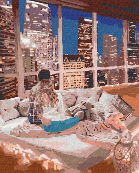 Картина по номерам Идейка Наблюдая за городом 40х50 см в термопакете (KHO4774)