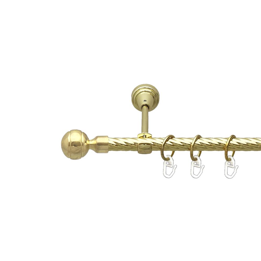 Карниз Orvit Паола металевий однорядний відкритий скручена труба кільце металеве 16 мм 240 см Золото (00-00024838)