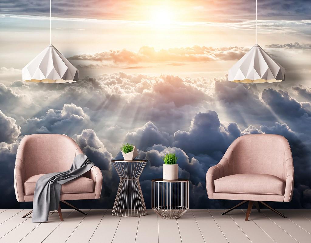 Фотошпалери флізелінові Небо Сонце над хмарами з клеєм 368x254 см (10109V8) - фото 1 Фотошпалери флізелінові Небо Сонце над хмарами з клеєм 368x254 см (10109V8) - фото 1