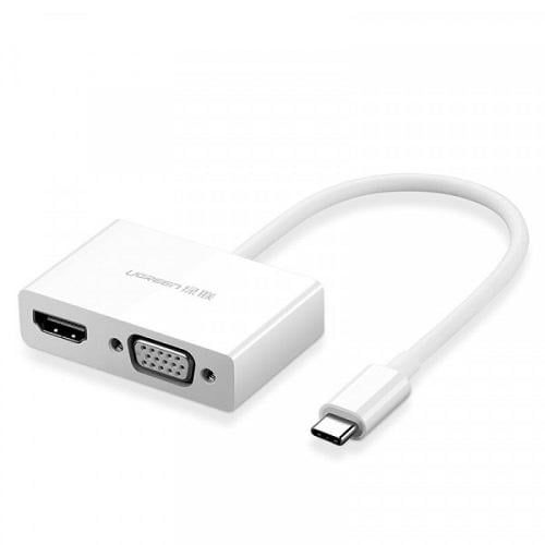 Переходник UGREEN MM123 USB Type C to HDMI to VGA Белый (30843)