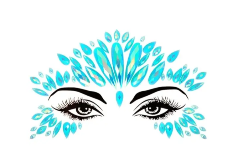 Наклейки стрази на обличчя One size Бірюзовий (9088/31) Наклейки стрази на обличчя One size Бірюзовий (9088/31)