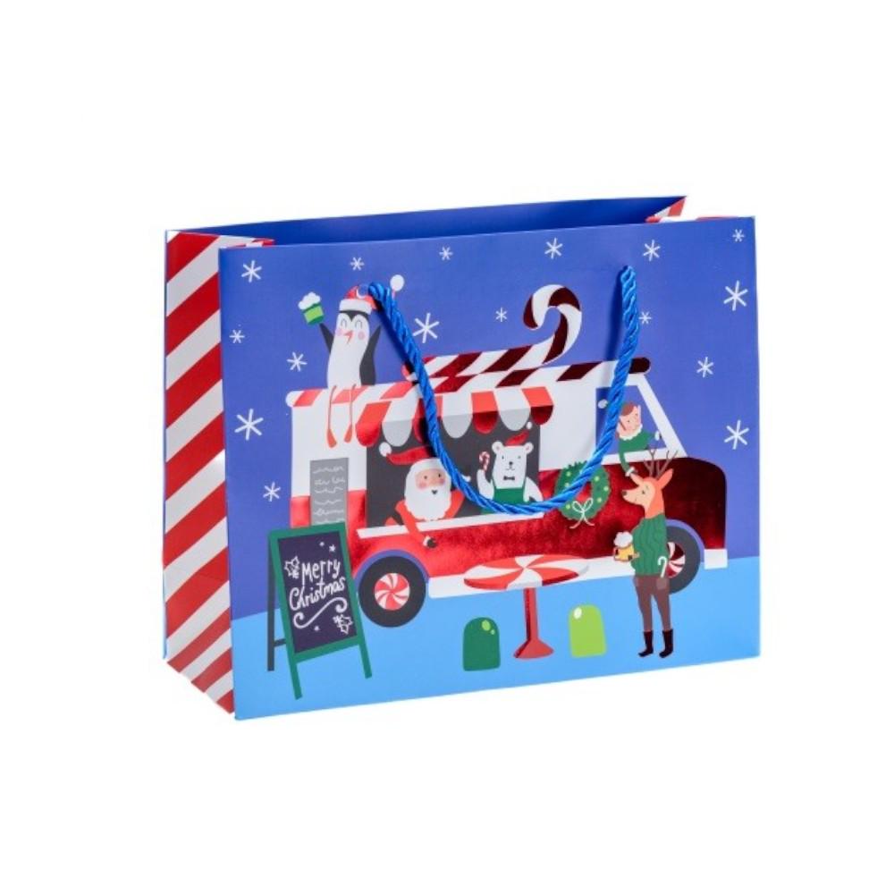 Подарунковий пакет новорічний Stenson Let it snow 34х45х12 см Синій (23941052)