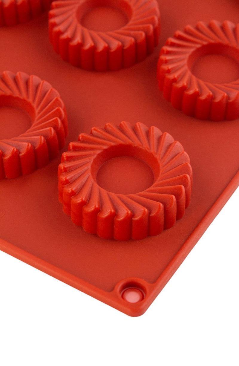 Форма силіконова One Chef для випічки Профі Саварін d 5 см h 2 см на 8 осередків Червоний - фото 2 Форма силіконова One Chef для випічки Профі Саварін d 5 см h 2 см на 8 осередків Червоний - фото 2