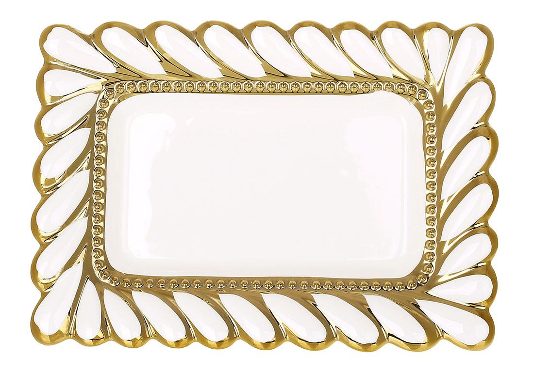 Блюдо BonaDi Tiffany фарфоровое прямоугольное с золотом 31 см (988-499) (3050082825)