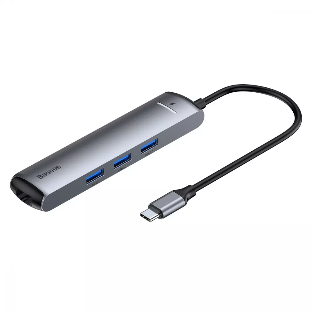 Хаб Baseus Mechanical Eye USB 6в1 Type-C PD 87 Вт HDMI RJ45/3xUsb Сірий (CAHUB-J0G)