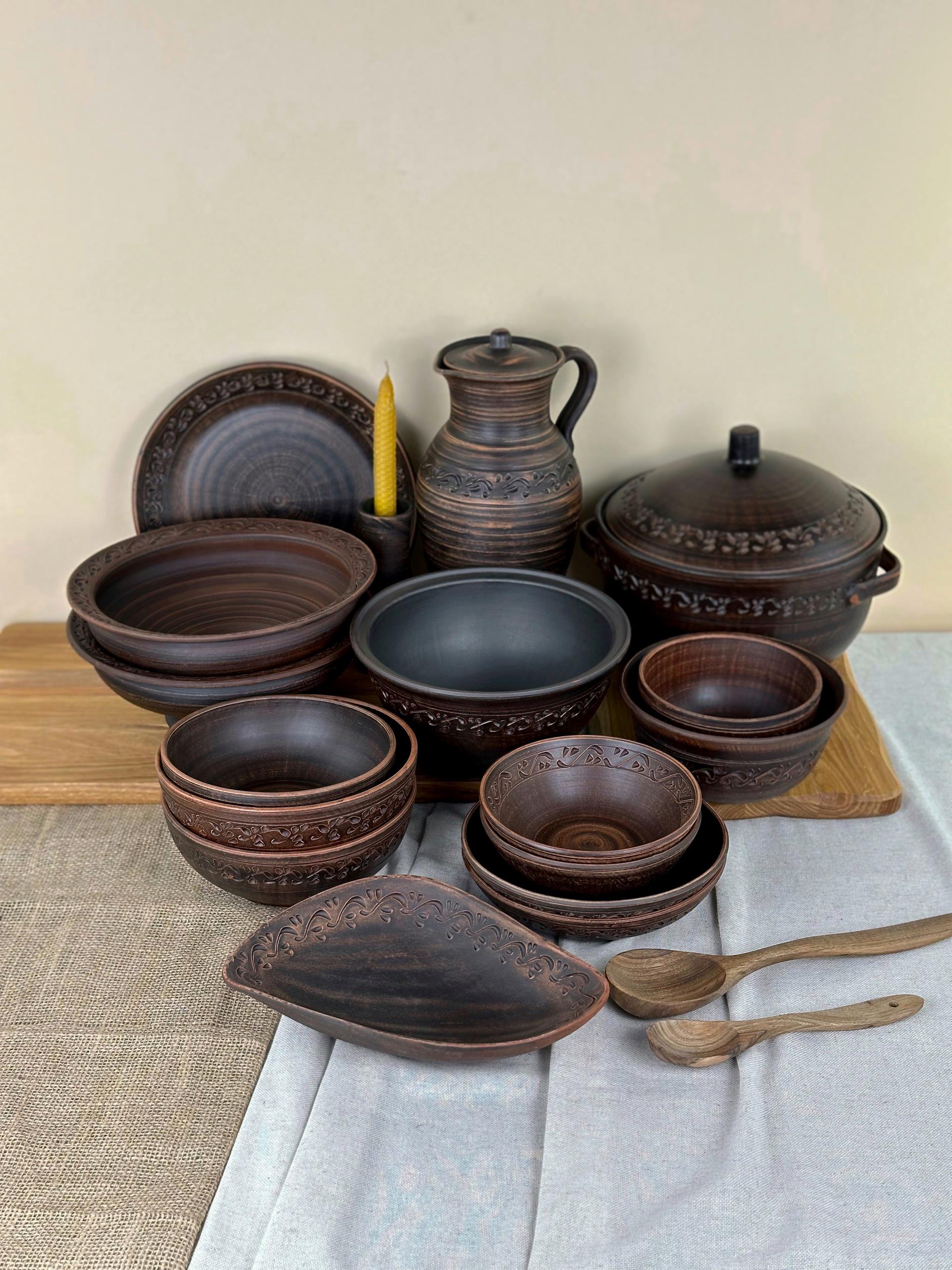 Набор керамической глиняной посуды Рождественский Двенадцать блюд большой декор (3129-4) - фото 6