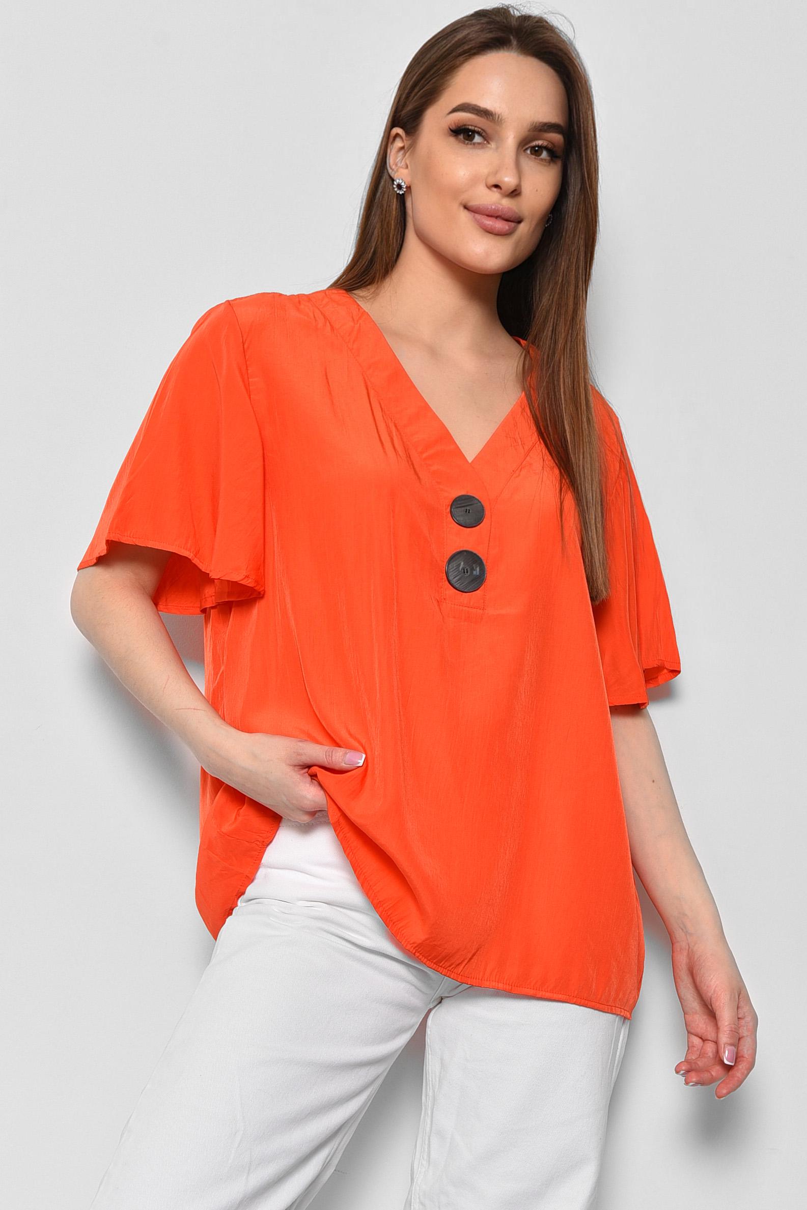 Блуза женская с коротким рукавом р. 46 Оранжевый (176188) - фото 2 Блуза женская с коротким рукавом р. 46 Оранжевый (176188) - фото 2
