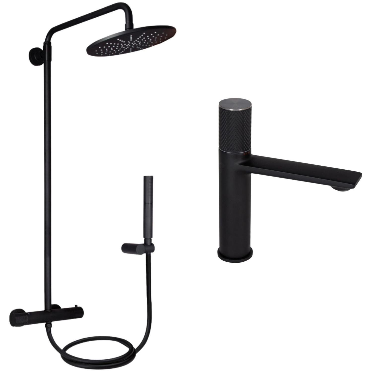 Набор смесителей для ванны Q-tap Brno QTBRN1067103B47266 Черный (235400)