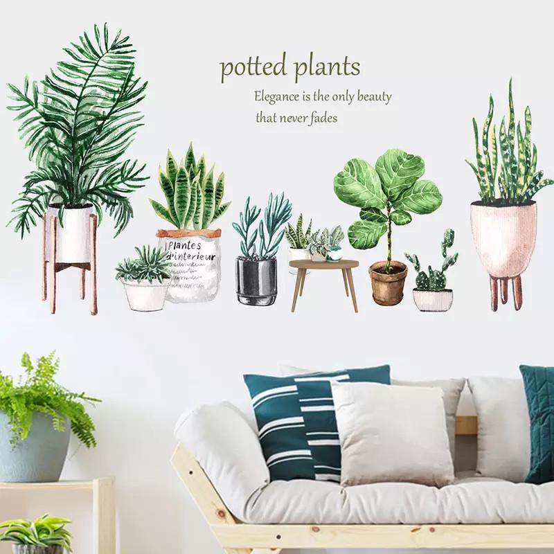 Наклейки интерьерные VANSHE Домашние вазоны Potted plants лист 60х90 см (Б169)