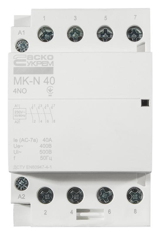 Контактор модульный АСКО MK-N 4P 40A 4NO (A0040030033) - фото 1 Контактор модульный АСКО MK-N 4P 40A 4NO (A0040030033) - фото 1