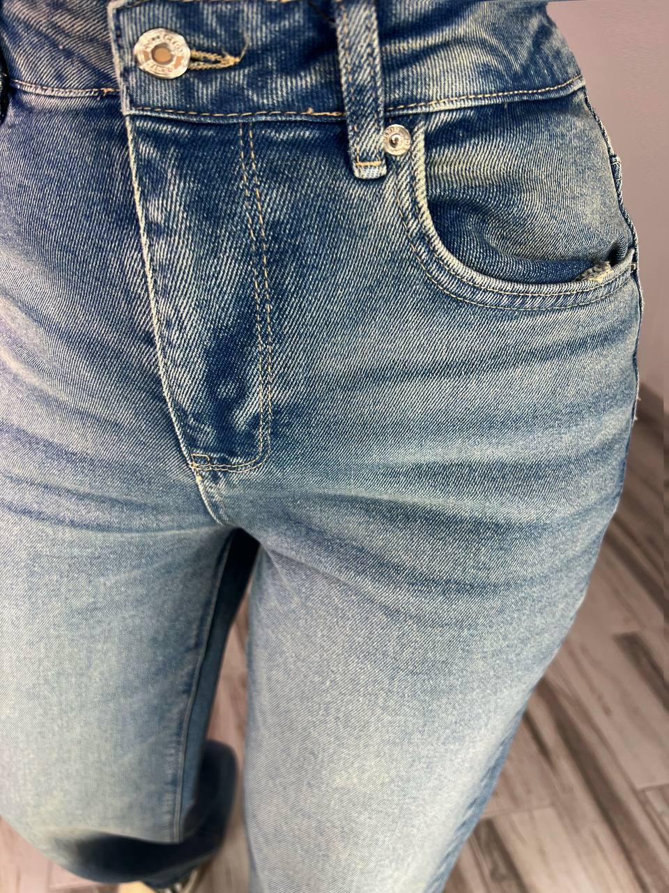 Джинси жіночі Zeo Basic 4741 palazzo jeans висока талія широкі палаццо стрейчеві вінтажні р. 36 Блакитний (3753) - фото 3