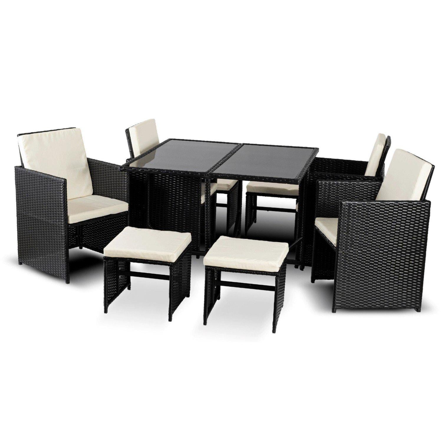 Комплект садовой мебели Mebel Elite BONITO ME.BONITO/CZ/RT/OGR/ZES стол/4 кресла/2 пуфа Черный (ME.BONITO/CZ/RT/OGR/ZES)