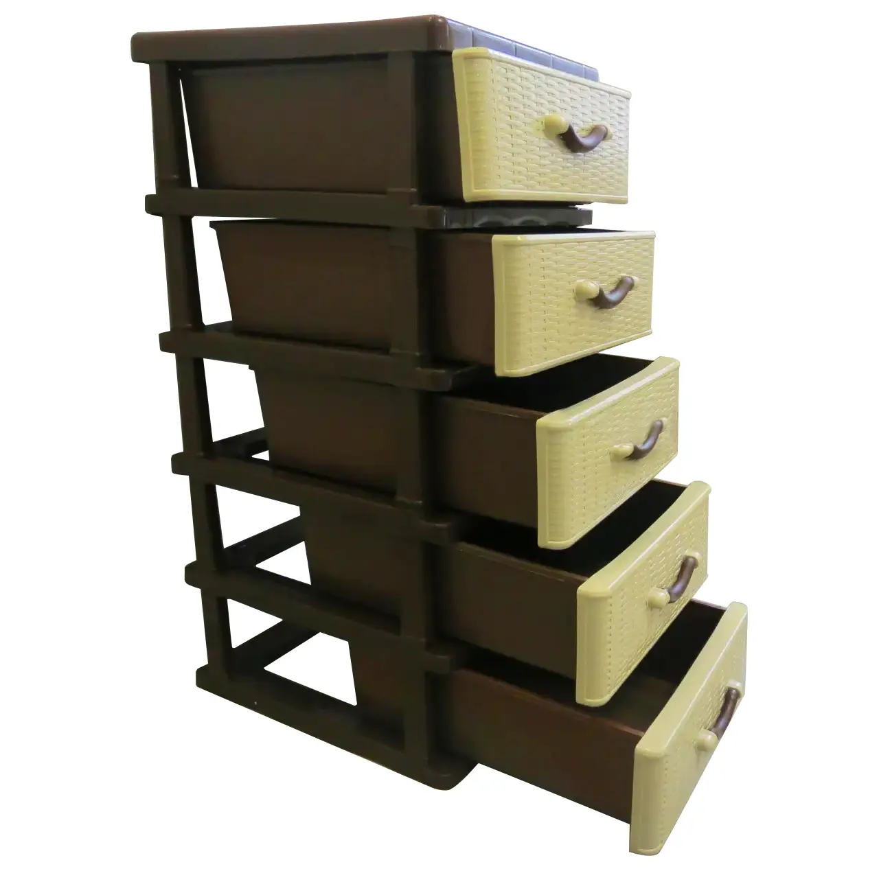 Комод пластиковый 5 ящиков 43х34х76 см Бежево-коричневый (29439055) - фото 3 Комод пластиковый 5 ящиков 43х34х76 см Бежево-коричневый (29439055) - фото 3