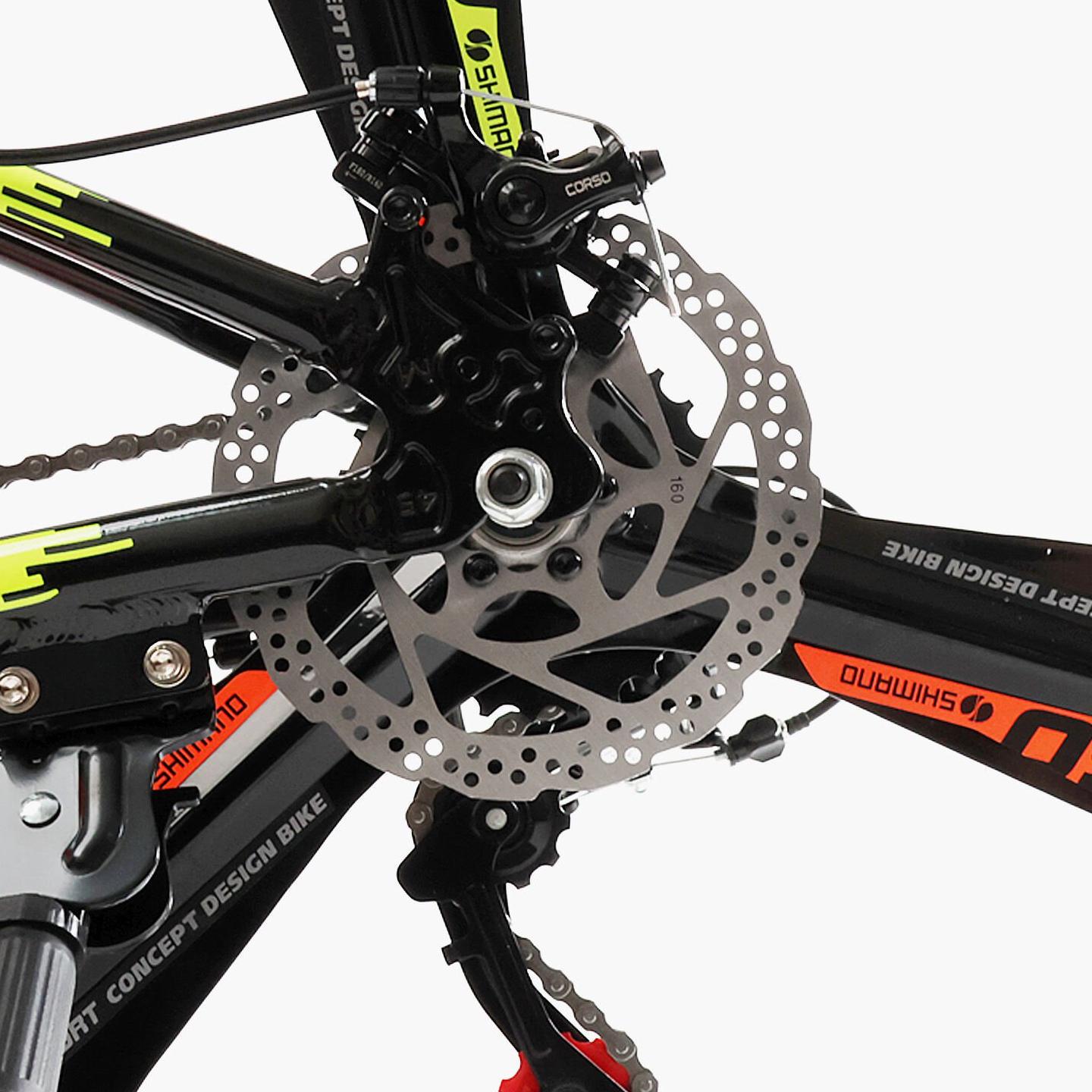 Велосипед горный Corso Evolution алюминиевый/литые диски 26"/13" Черно-оранжевый (824568385) - фото 6