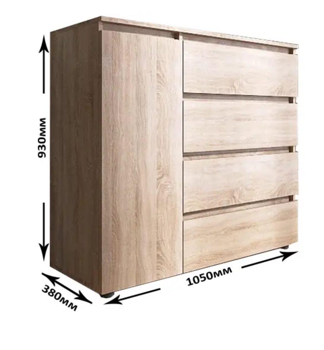 Комод КЛ-3 Лайт Эверест 930х380х1050 мм 1Д 4Ш Дуб сонома - фото 3 Комод КЛ-3 Лайт Эверест 930х380х1050 мм 1Д 4Ш Дуб сонома - фото 3