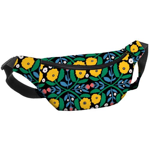 Сумка-бананка через плечо и на пояс Presentville Bumbag Желтые цветы 27х16 см (BB_22S004_BL)