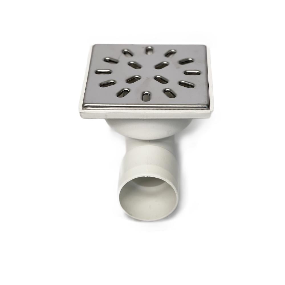 Трап душевой DN50 горизонтальный выход гидрозатвор с решеткой из нержавеющей стали 10х10 см
