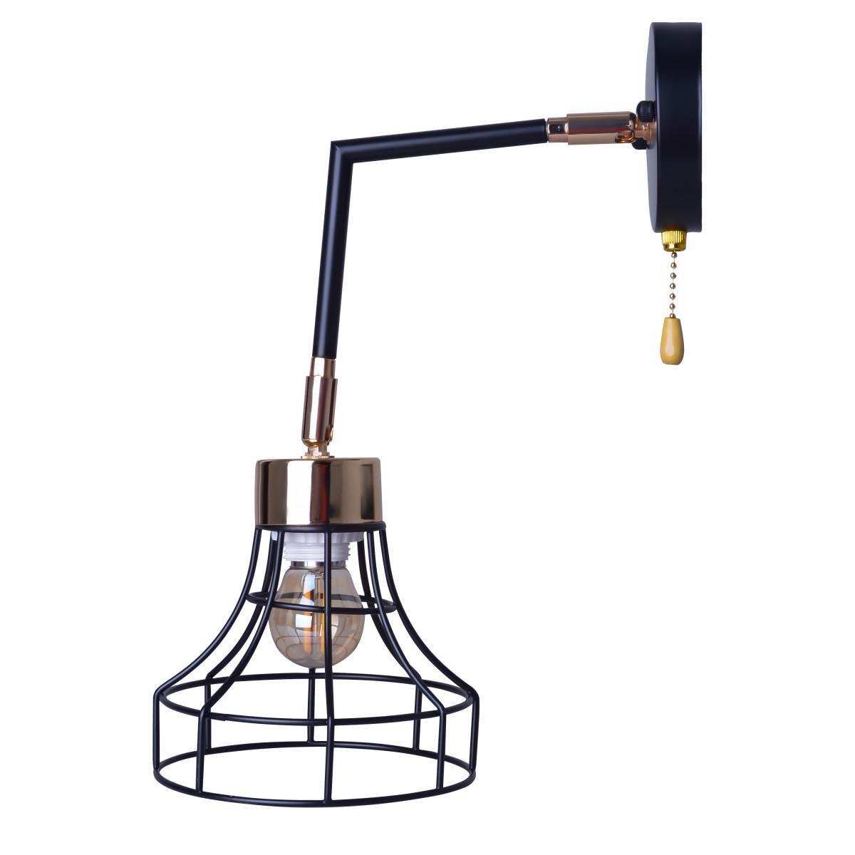 Бра з мотузковим вимикачем HTL-220W/1 BK+FG