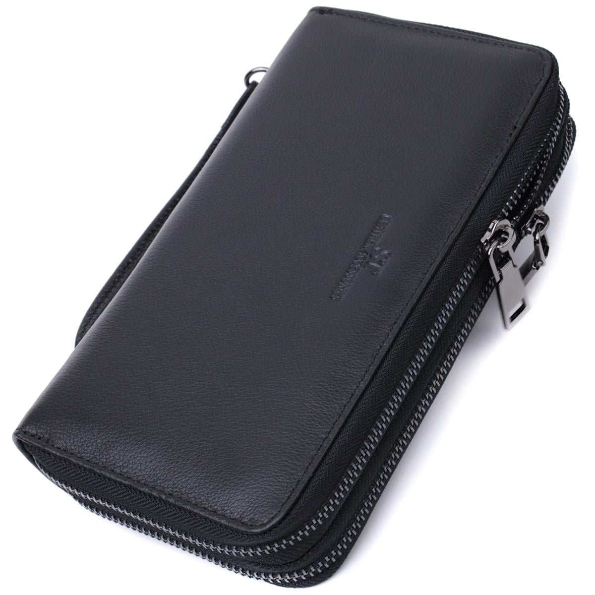 Клатч чоловічий шкіряний на два відділення ST Leather 22700 чорний (168-136-22700)