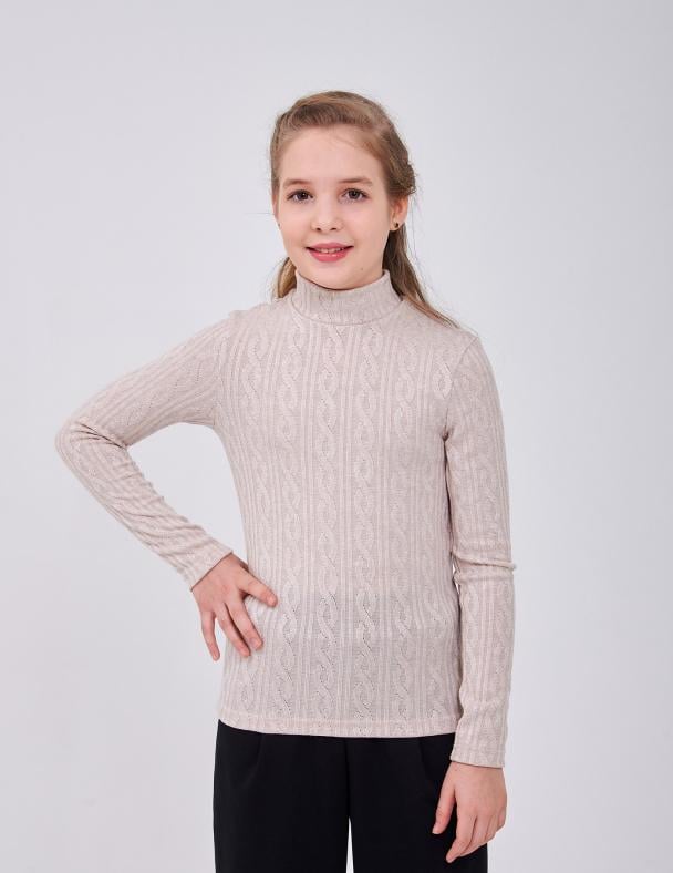 Гольф для девочки Smil Вязаный трикотаж 164 см Бежевый (114041)