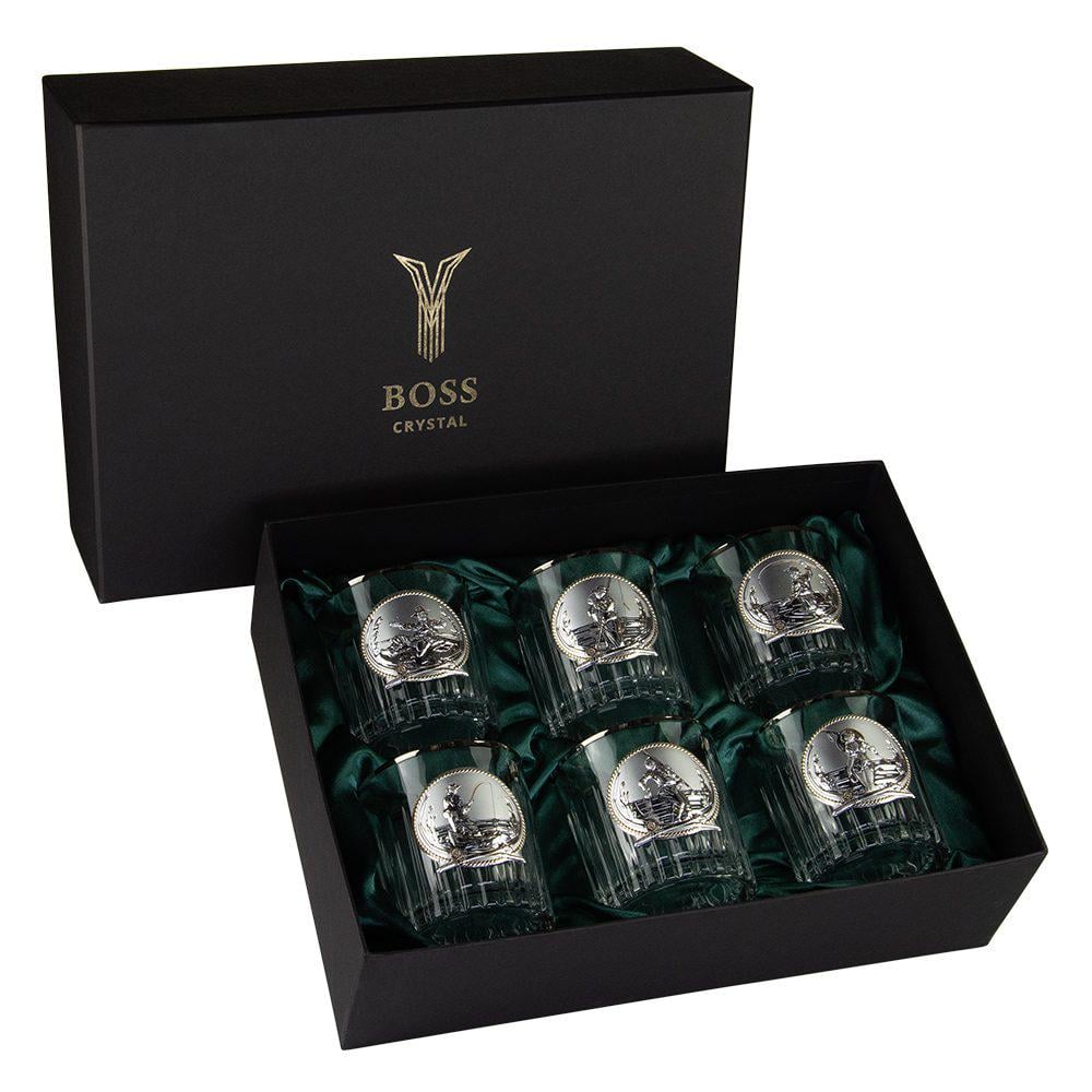 Набор для виски Гранд Презент FISHERMAN хрусталь/золото/серебром 6 шт. (GPB6FMN2PGD)