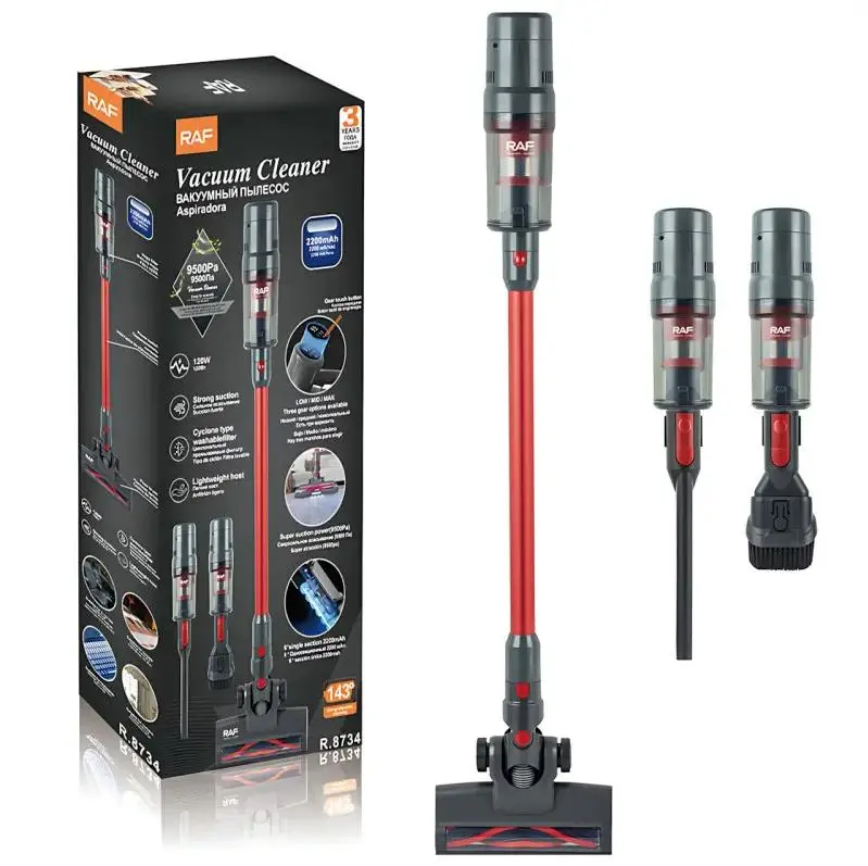 Пилосос мийний бездротовий RAF R.8734 2в1 120 Вт 2200 mAh Чорно-червоний (2054966)