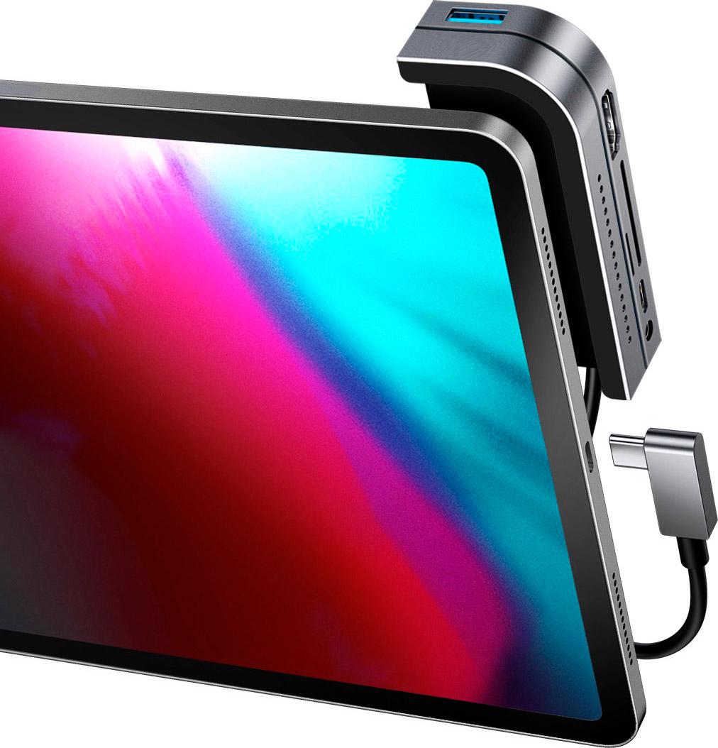 USB-хаб Baseus Bend Angle No.7 Multifunctional Type-C Converter Dark Gray (CAHUB-WJ0G) - фото 4 USB-хаб Baseus Bend Angle No.7 Multifunctional Type-C Converter Dark Gray (CAHUB-WJ0G) - фото 4