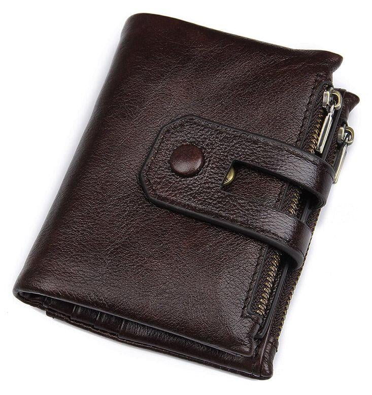 Кошелек мужской кожаный Vintage 14602 вертикального типа на хлястике Коричневый (168-136-14602)