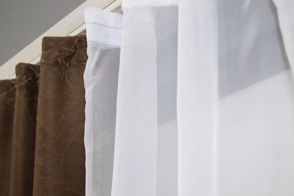 Комплект штор на кухню 280х170 см Коричневый/Белый (109к) - фото 4