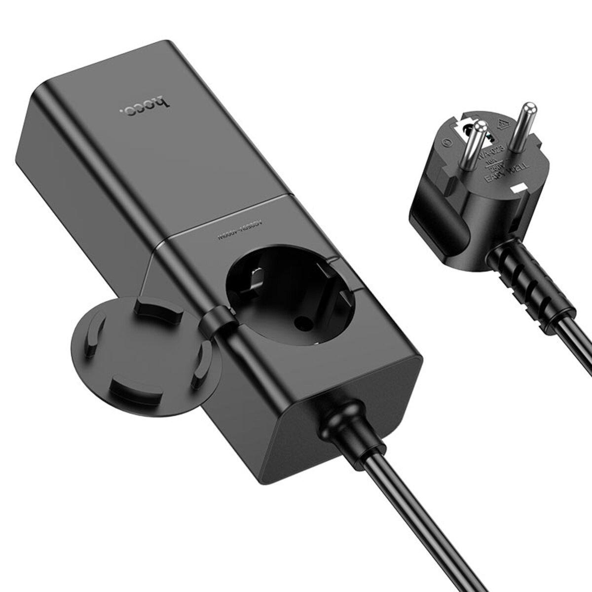 Удленитель Hoco NS4 Sharp PD65W 2C1A desktop socket EU/GER Black (6942007617352) - фото 4 Удленитель Hoco NS4 Sharp PD65W 2C1A desktop socket EU/GER Black (6942007617352) - фото 4