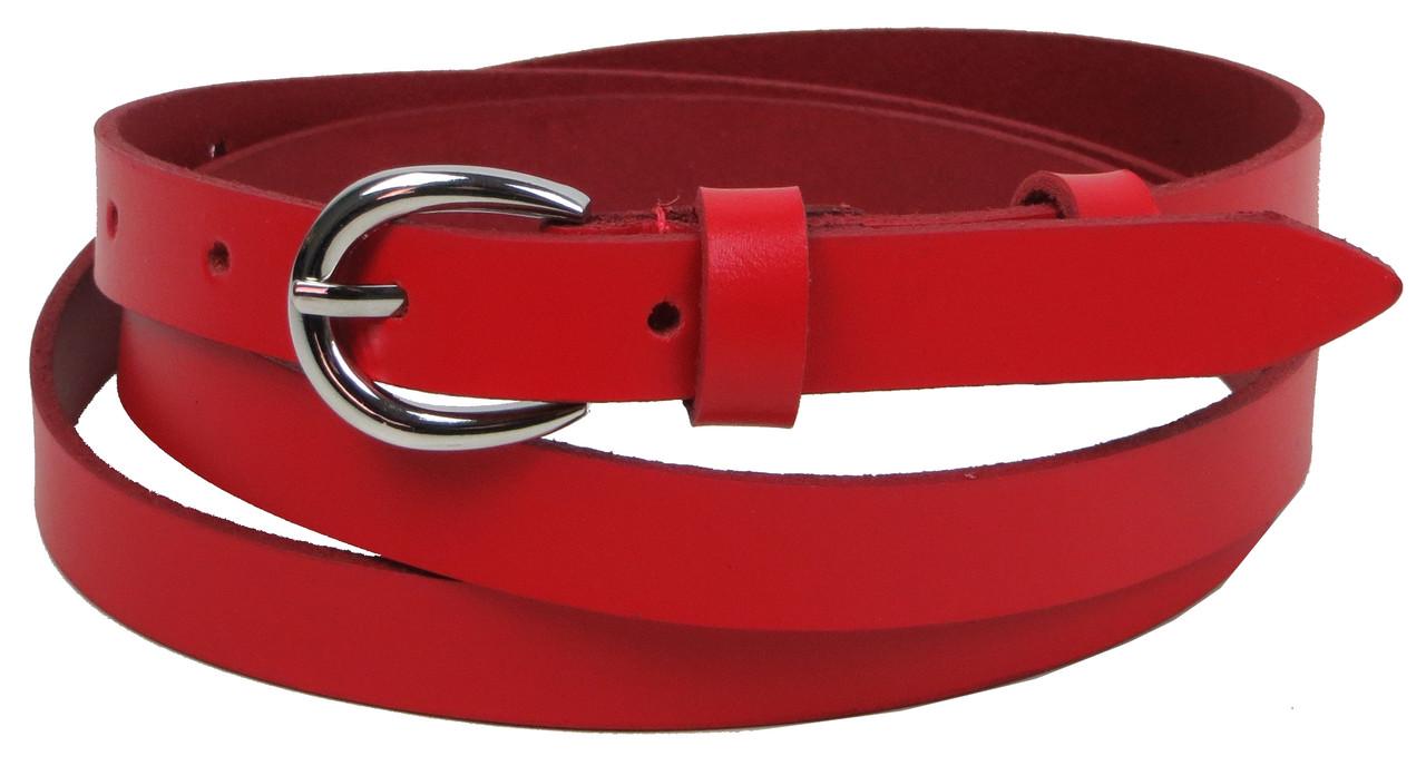 Ремінь вузький жіночий Skipper шкіряний 1,5 см Червоний