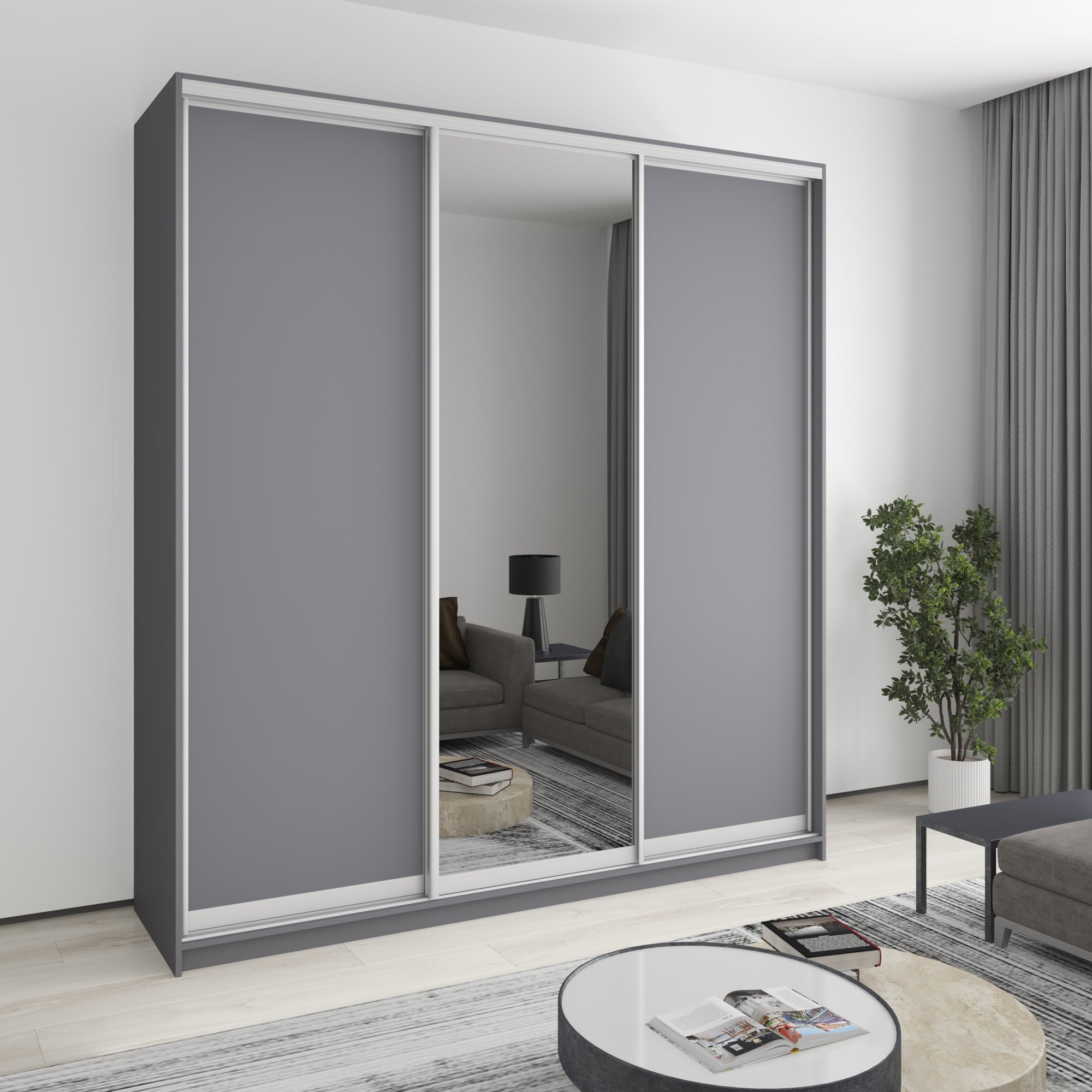 Шкаф-купе трехдверный Mebel Star Стандарт AL 220х45х240 см Антрацит (MBS-1838) Шкаф-купе трехдверный Mebel Star Стандарт AL 220х45х240 см Антрацит (MBS-1838)