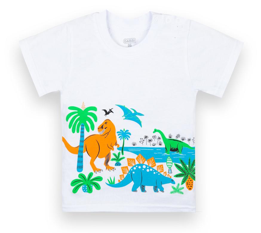 Футболка детская хлопковая для мальчика Gabbi FT-21-4-3 Диноленд 92 см Белый (12610)