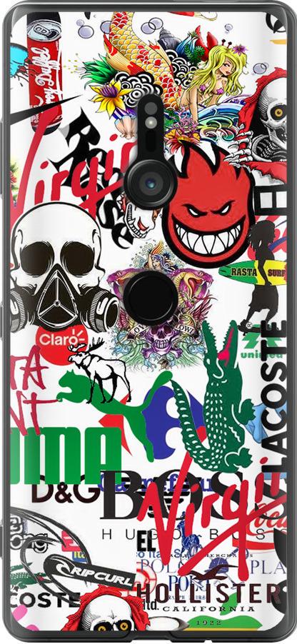 Чехол на Sony Xperia XZ3 H9436 Many different logos (4022u-1540-42517)