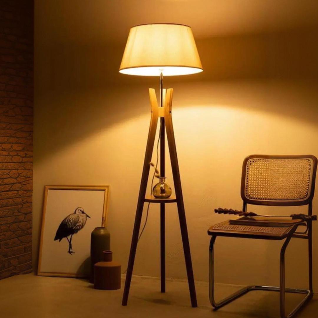 Торшер Sirius с полкой с тканевым абажуром под лампу Е27 Белый (FL 7107-B) - фото 2 Торшер Sirius с полкой с тканевым абажуром под лампу Е27 Белый (FL 7107-B) - фото 2