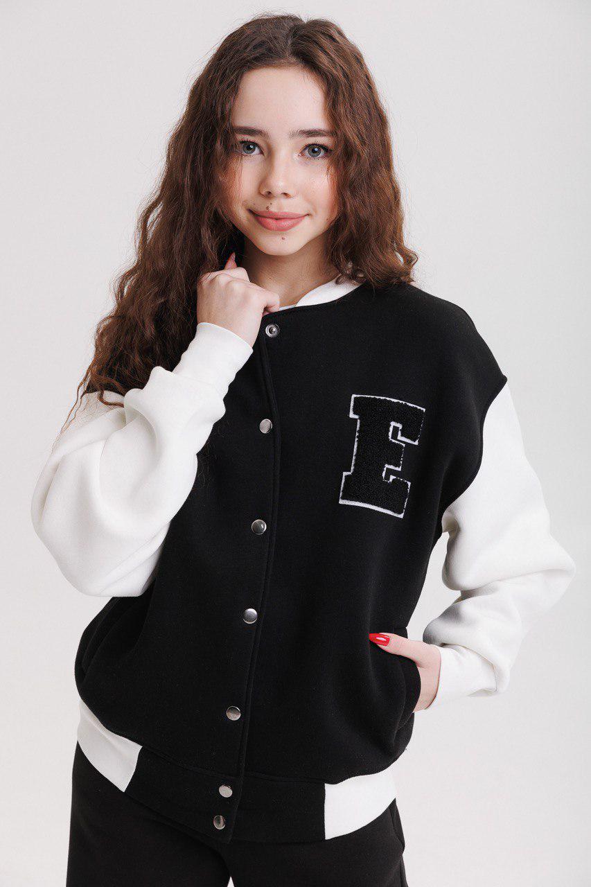Бомбер на кнопках для девочки 158 см Black (126913)