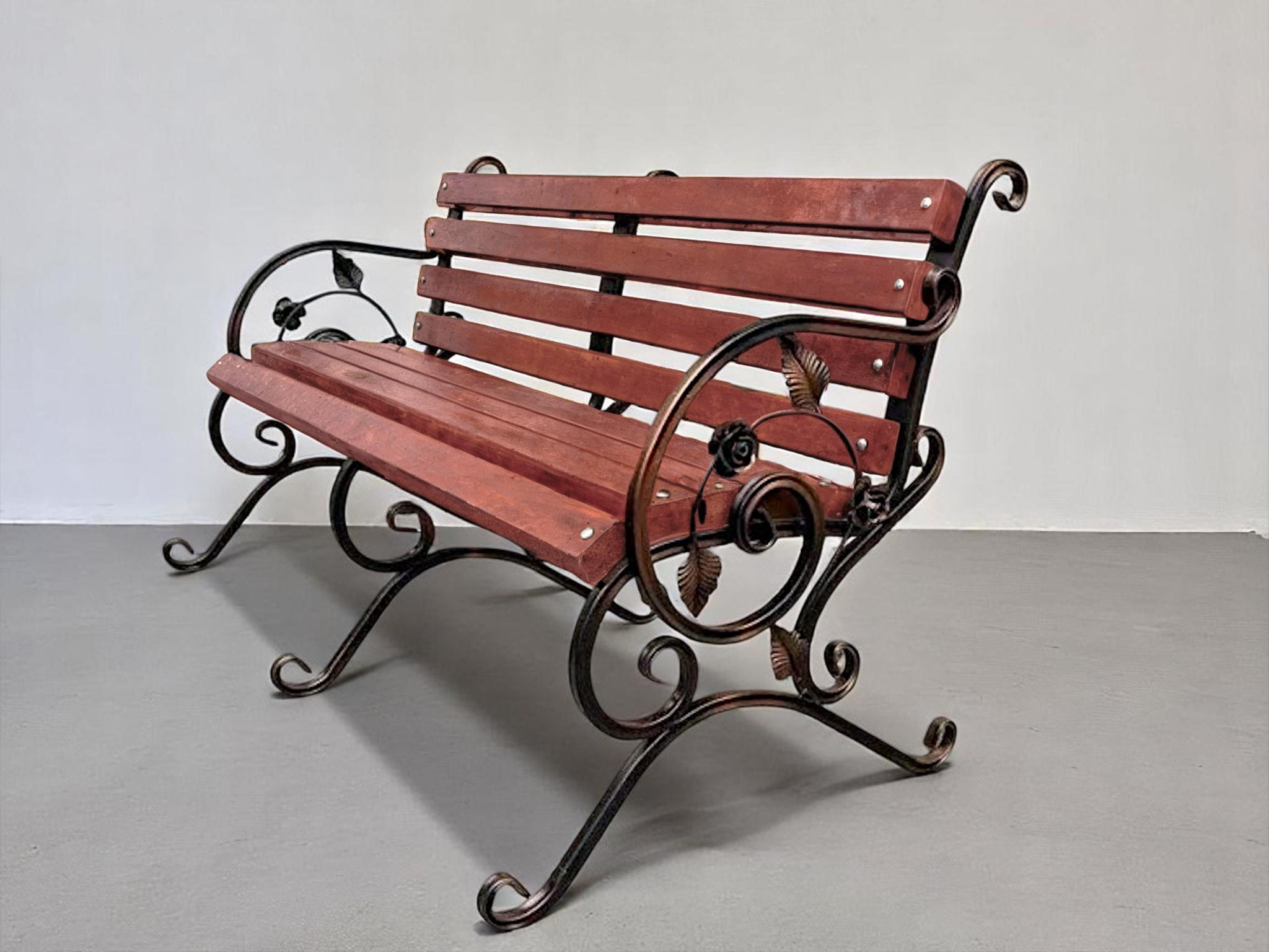 Скамейка садовая кованая Tobi Sho Камелия с подлокотниками 200 см Черешня - фото 3 Скамейка садовая кованая Tobi Sho Камелия с подлокотниками 200 см Черешня - фото 3