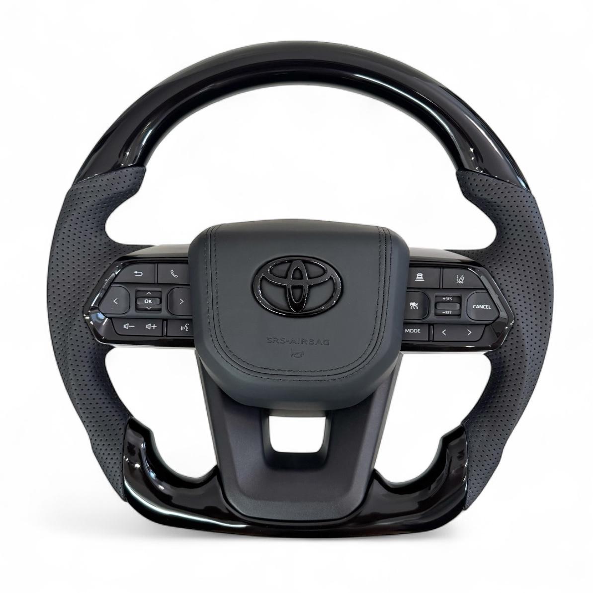 Кермо для Toyota Land Cruiser 100 Prado 120 рояльний лак зі скошеним низом подушка зі шкіри Чорний глянець (27734290)