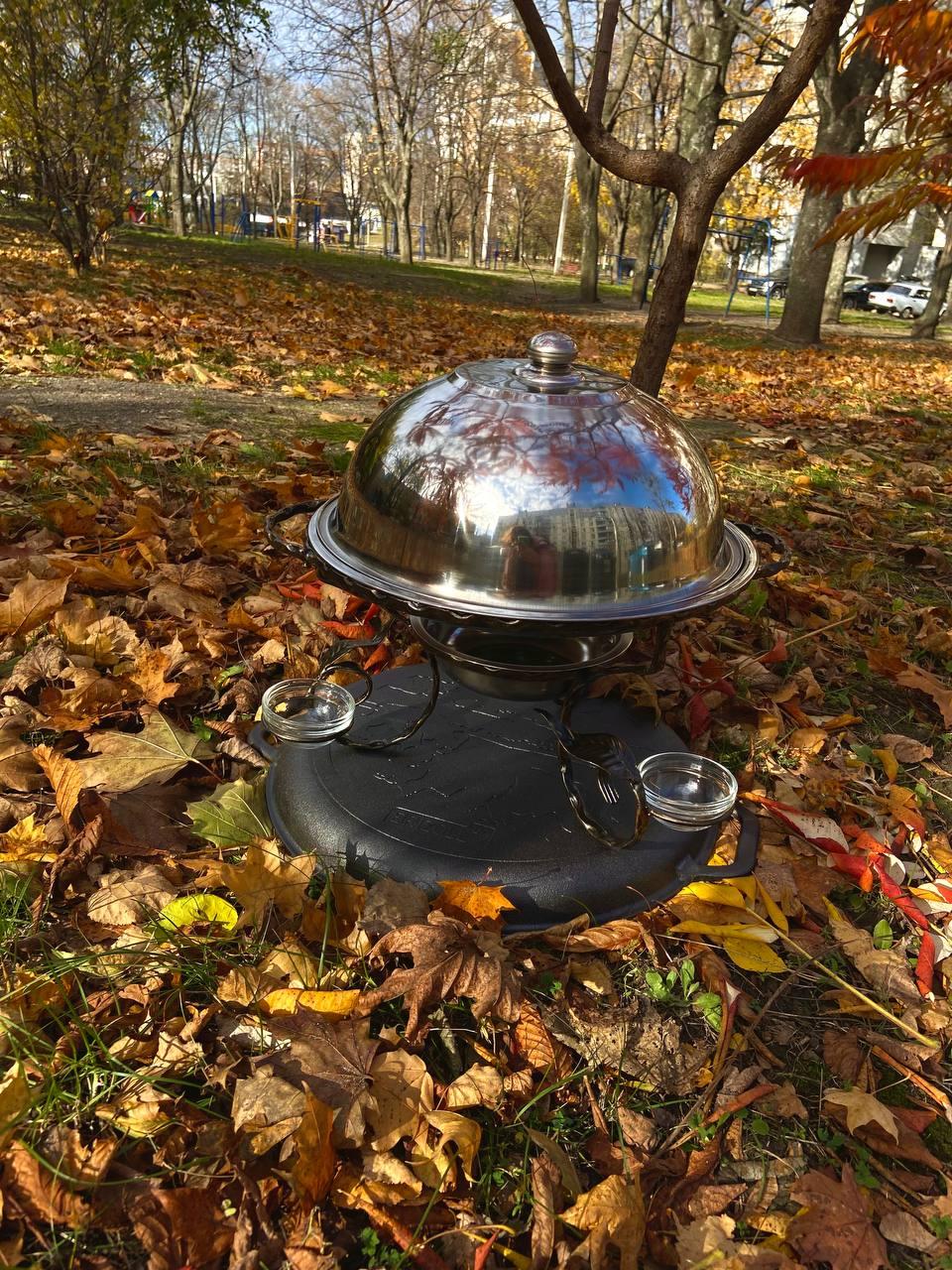 Садж для подогрева шашлыка большой с соусницами 36 см - фото 2 Садж для подогрева шашлыка большой с соусницами 36 см - фото 2