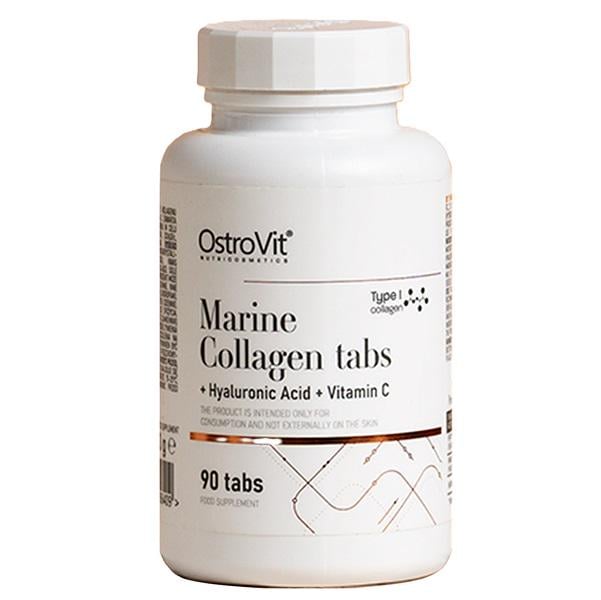 Хондропротектор для спорту OstroVit Marine Collagen + Hyaluronic Acid + Vitamin C 90 Tabs