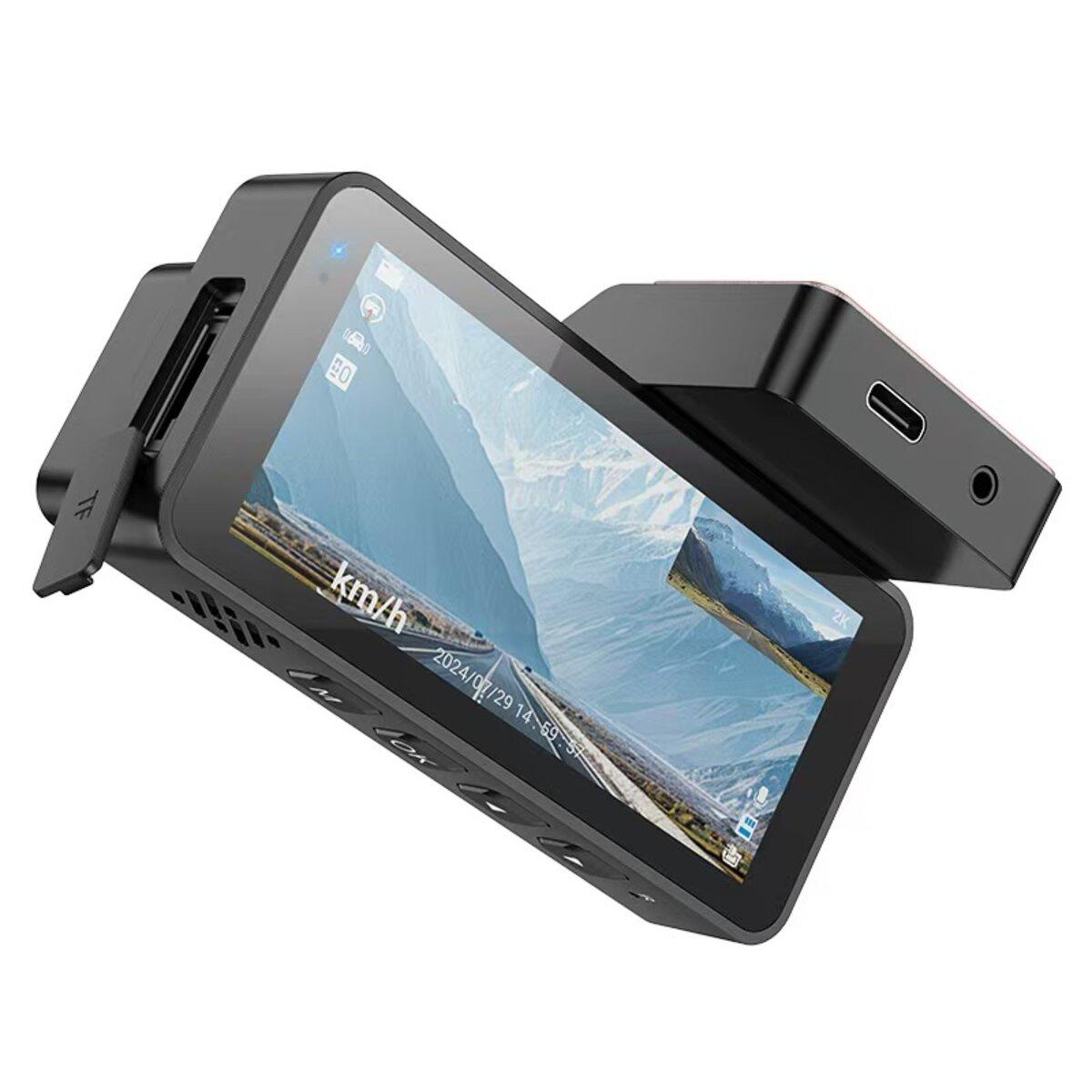 Відеореєстратор автомобільний Hoco DV12 driving recorder 2K display GPS with rear camera 3,69" Grey (6942007640176) - фото 4