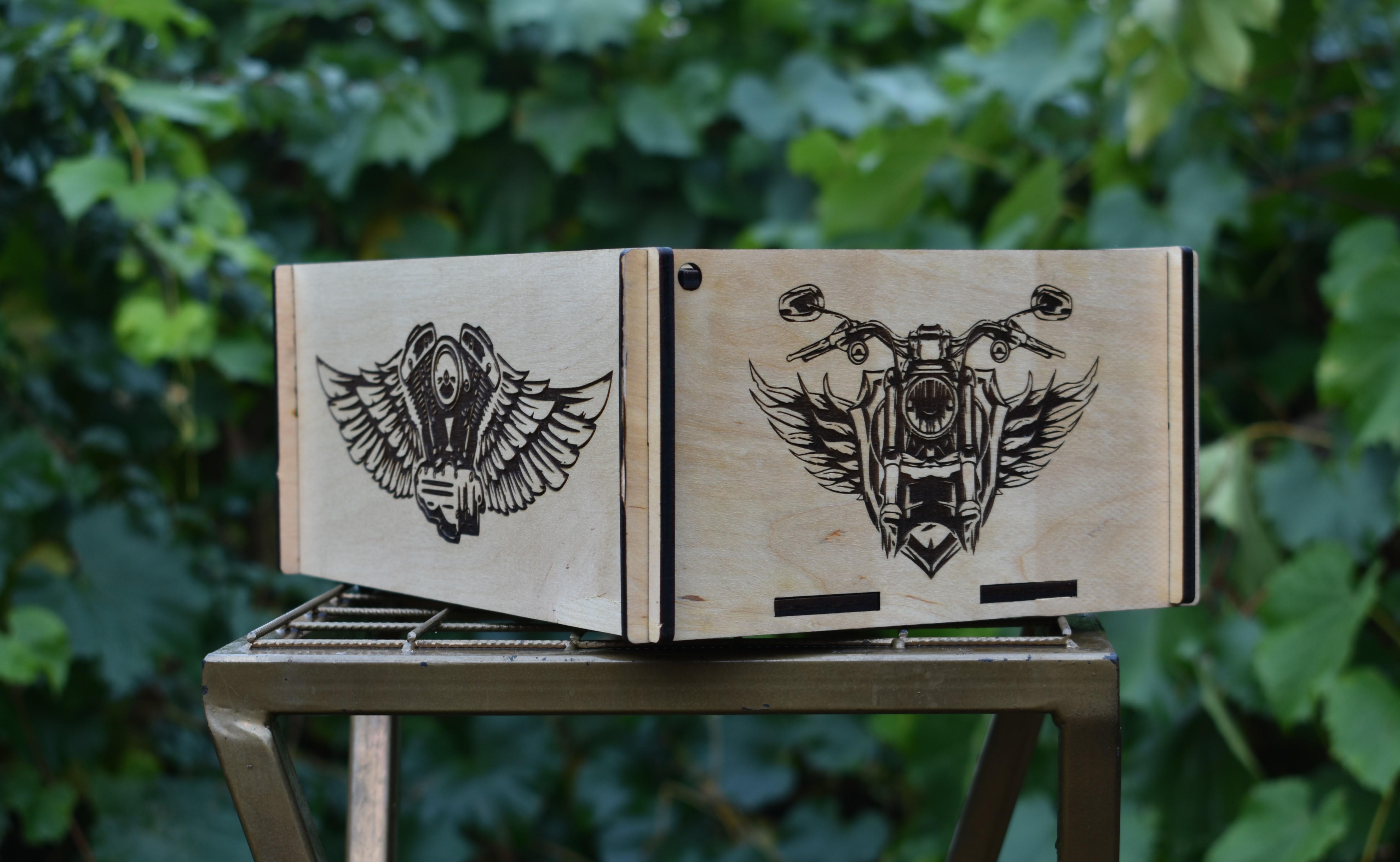 Подарочная коробка Мотоцикл 3D изображение деревянная с индивидуальной гравировкой (21347171) - фото 8